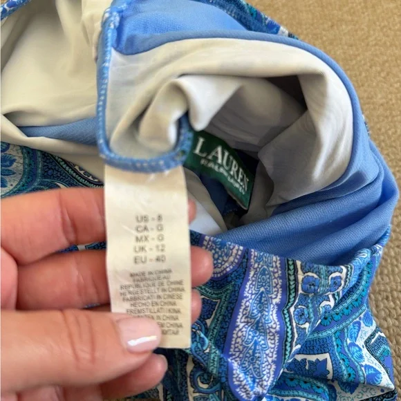 Ralph Lauren Blue Paisley One Piece Swimsuit - Picture 7 of 8